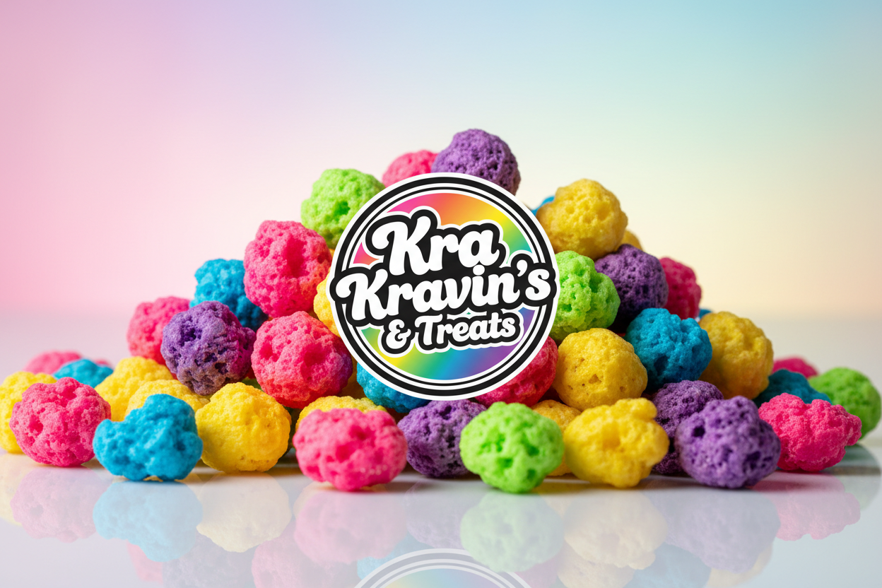 Freeze dried candy with logo Say Kra Kravin’s & Treats
